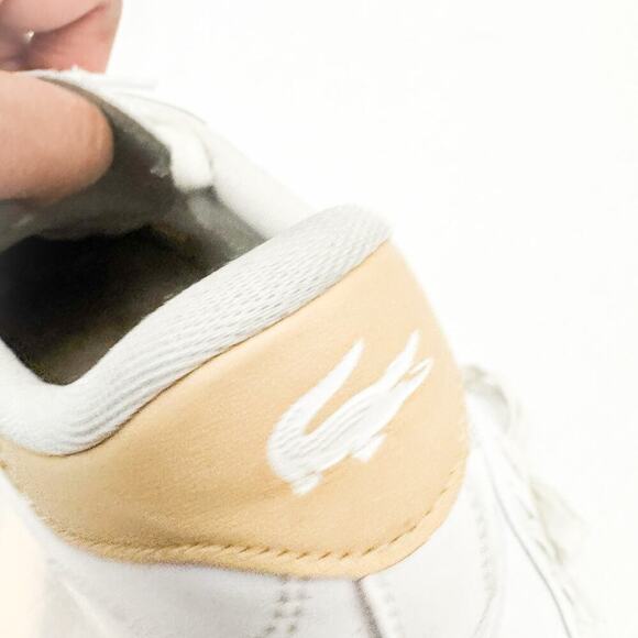 Lacoste White Tennis Sneaker Shoes White Cream Size 7 - Picture 6 of 7
